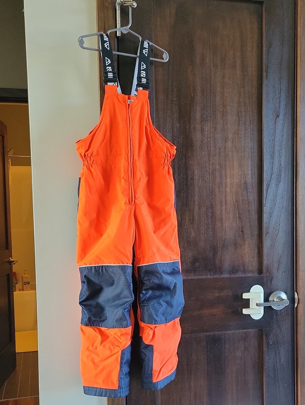 Kids High-Visibility Orange & Black Snow Bib Overalls
